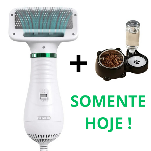 SECADOR PET 3 EM 1 - SECA, PENTEIA E MASSAGEIA OS PELOS DO SEU PET + BRINDE